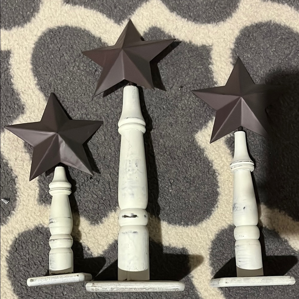Rustic Star Candle Holders Set